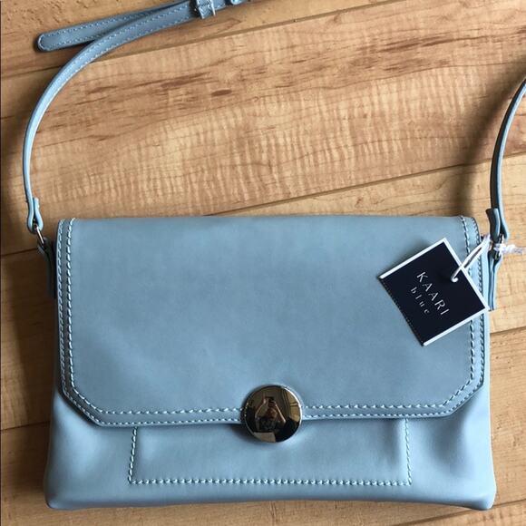 NEW Kaari Blue Shoulder Bag Purse Sky Blue Preppy Crossbody Long Strap 12x8 - Picture 2 of 7